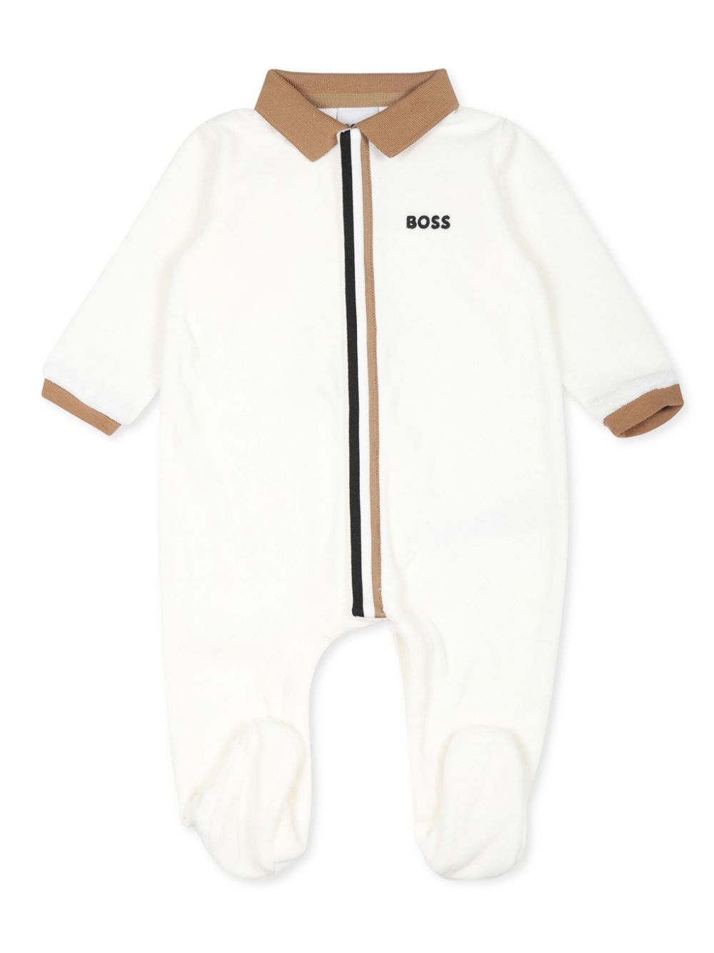 BOSS Kidswear logo embroidered striped babygrow - Neutrals von BOSS Kidswear