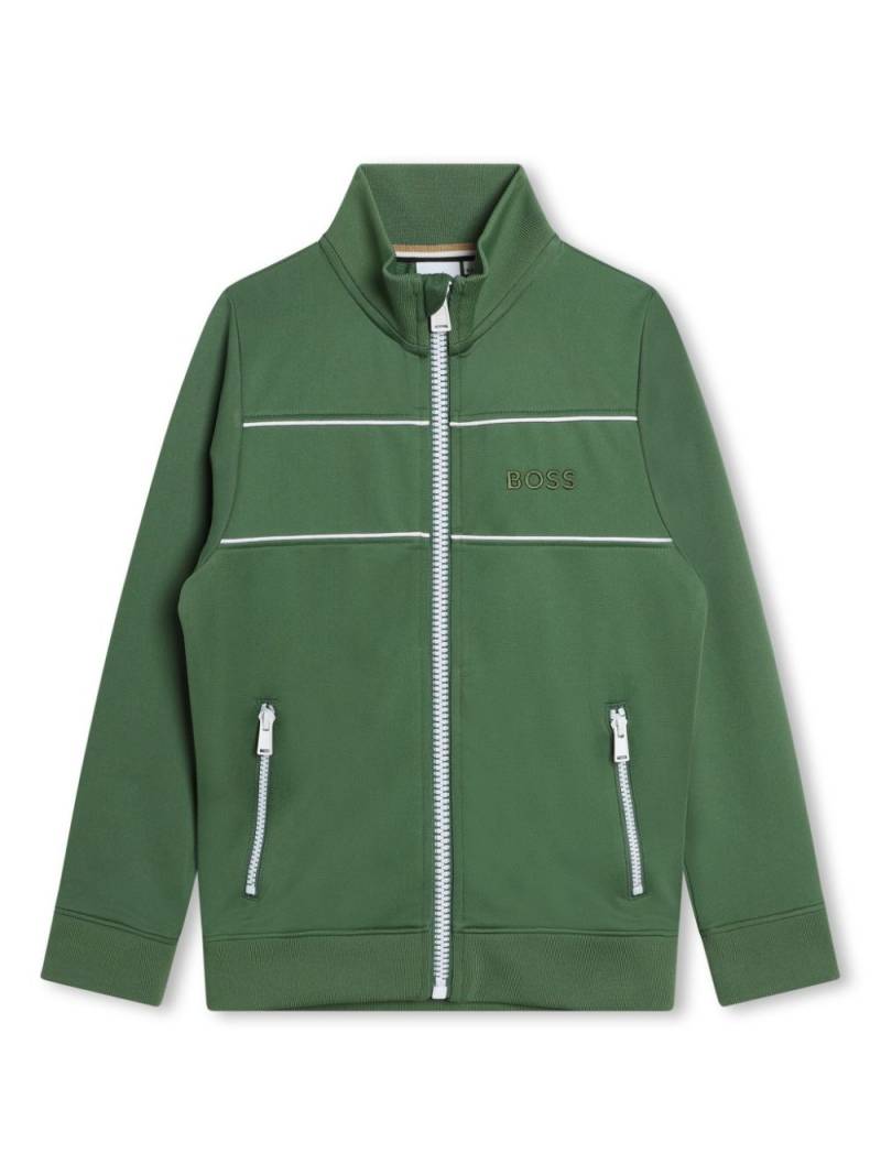 BOSS Kidswear logo-embroidered zipped jacket - Green von BOSS Kidswear