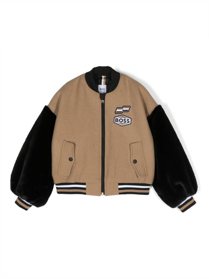 BOSS Kidswear logo-patch bomber jacket - Brown von BOSS Kidswear