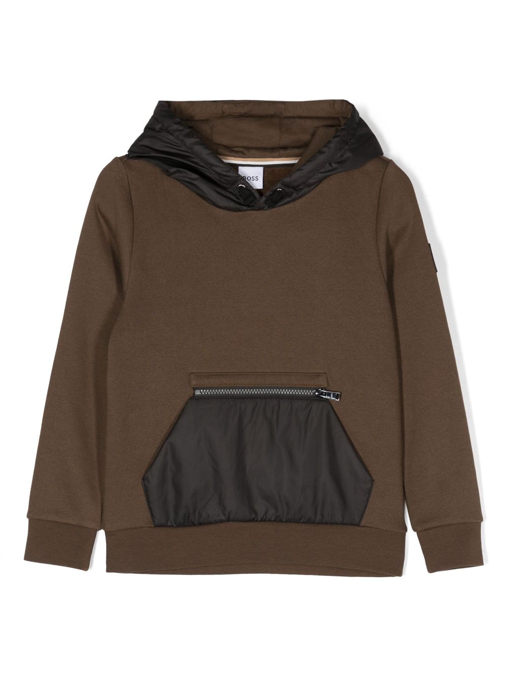 BOSS Kidswear logo-patch cotton-blend hoodie - Brown von BOSS Kidswear