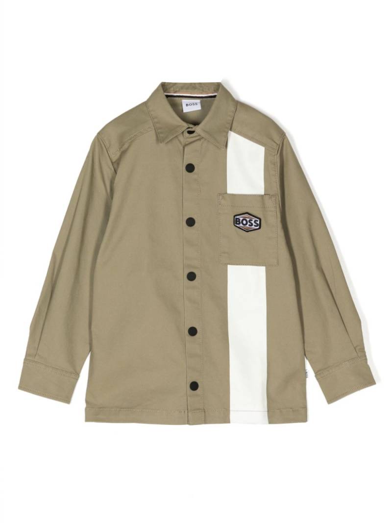 BOSS Kidswear logo-patch twill shirt - Brown von BOSS Kidswear