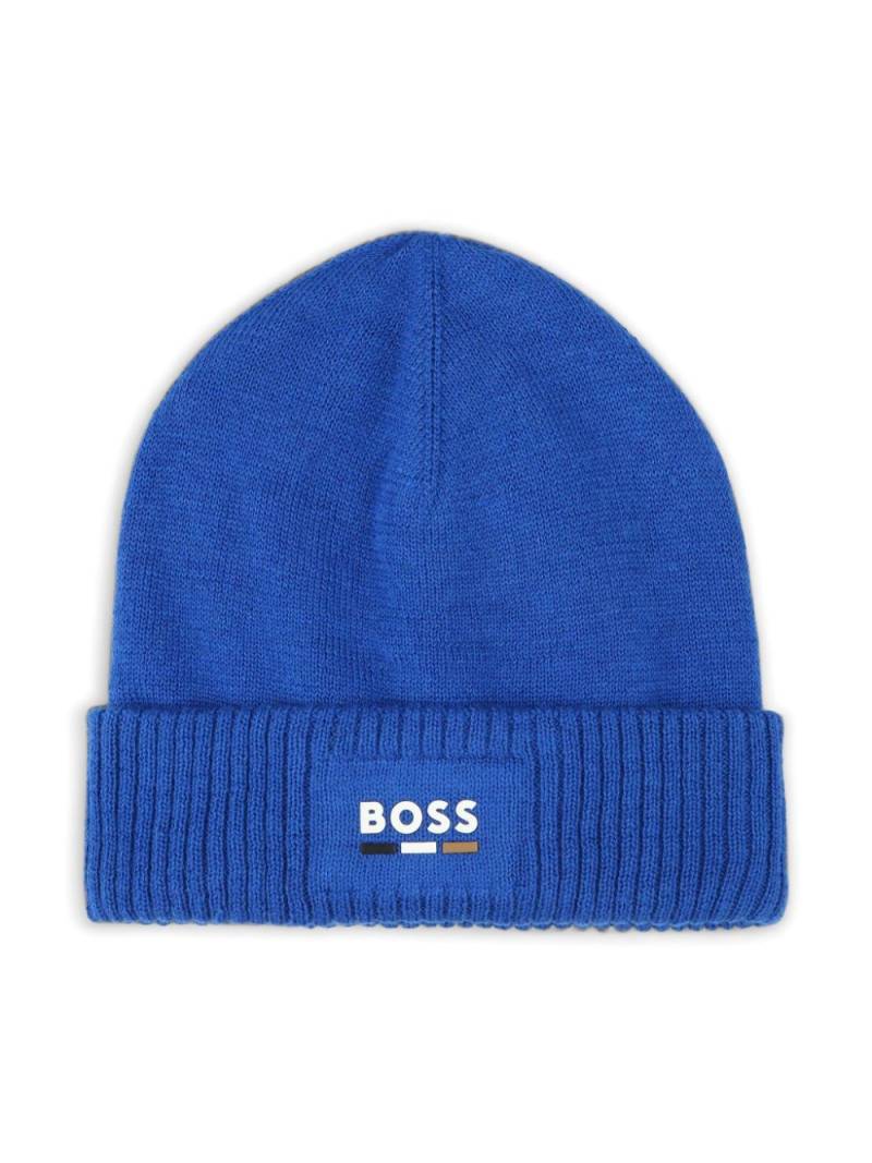 BOSS Kidswear logo-print beanie - Blue von BOSS Kidswear