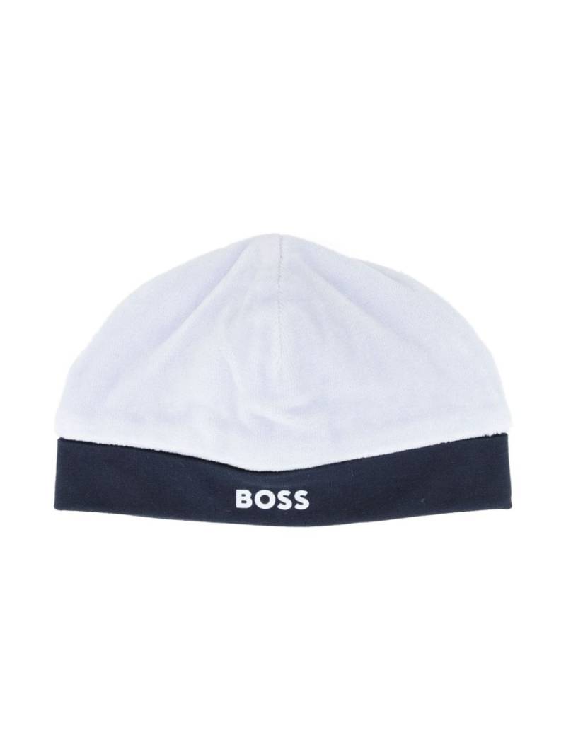 BOSS Kidswear logo-print beanie hat - Blue von BOSS Kidswear