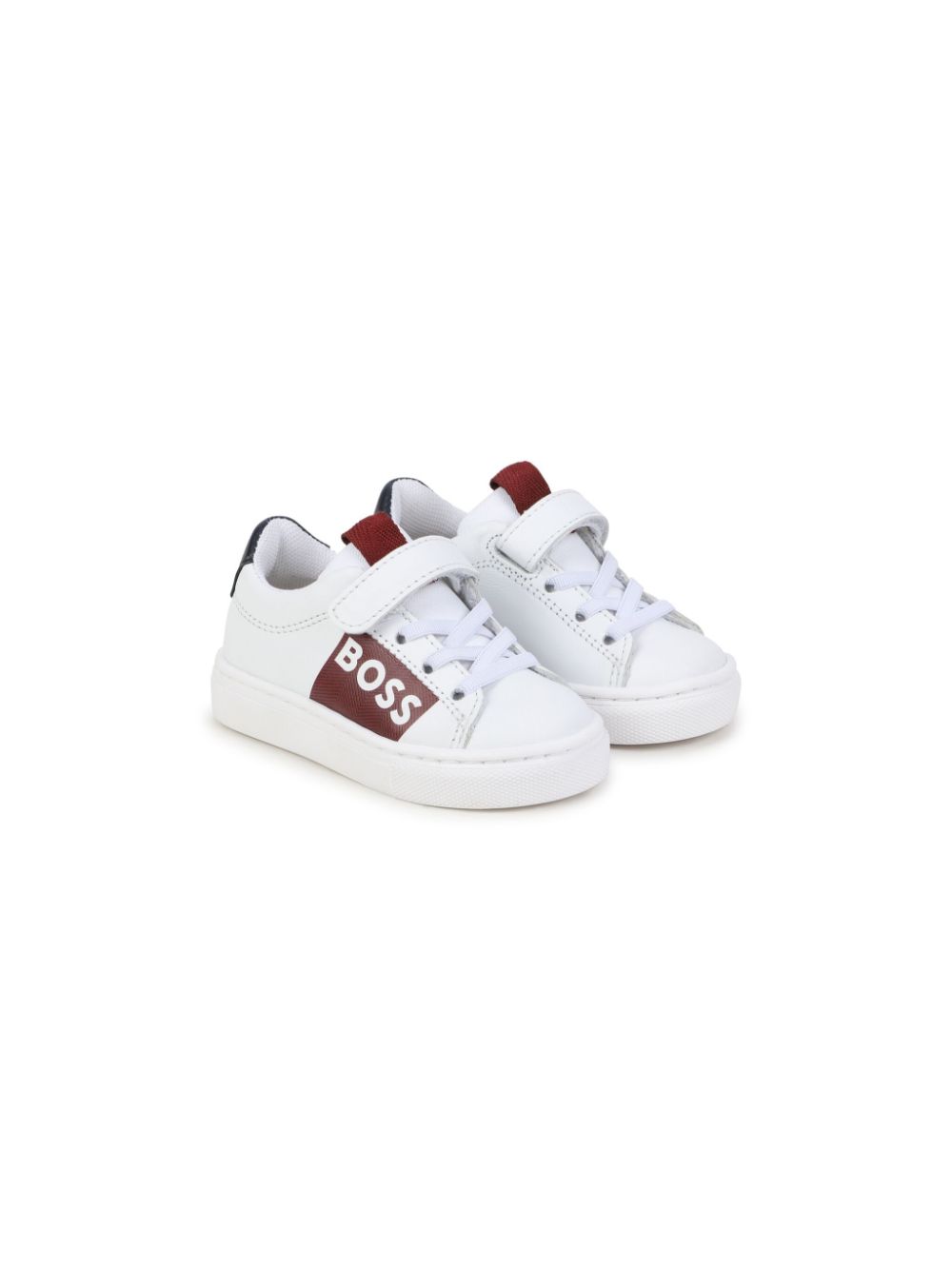 BOSS Kidswear logo-print colour-block leather sneakers - White von BOSS Kidswear