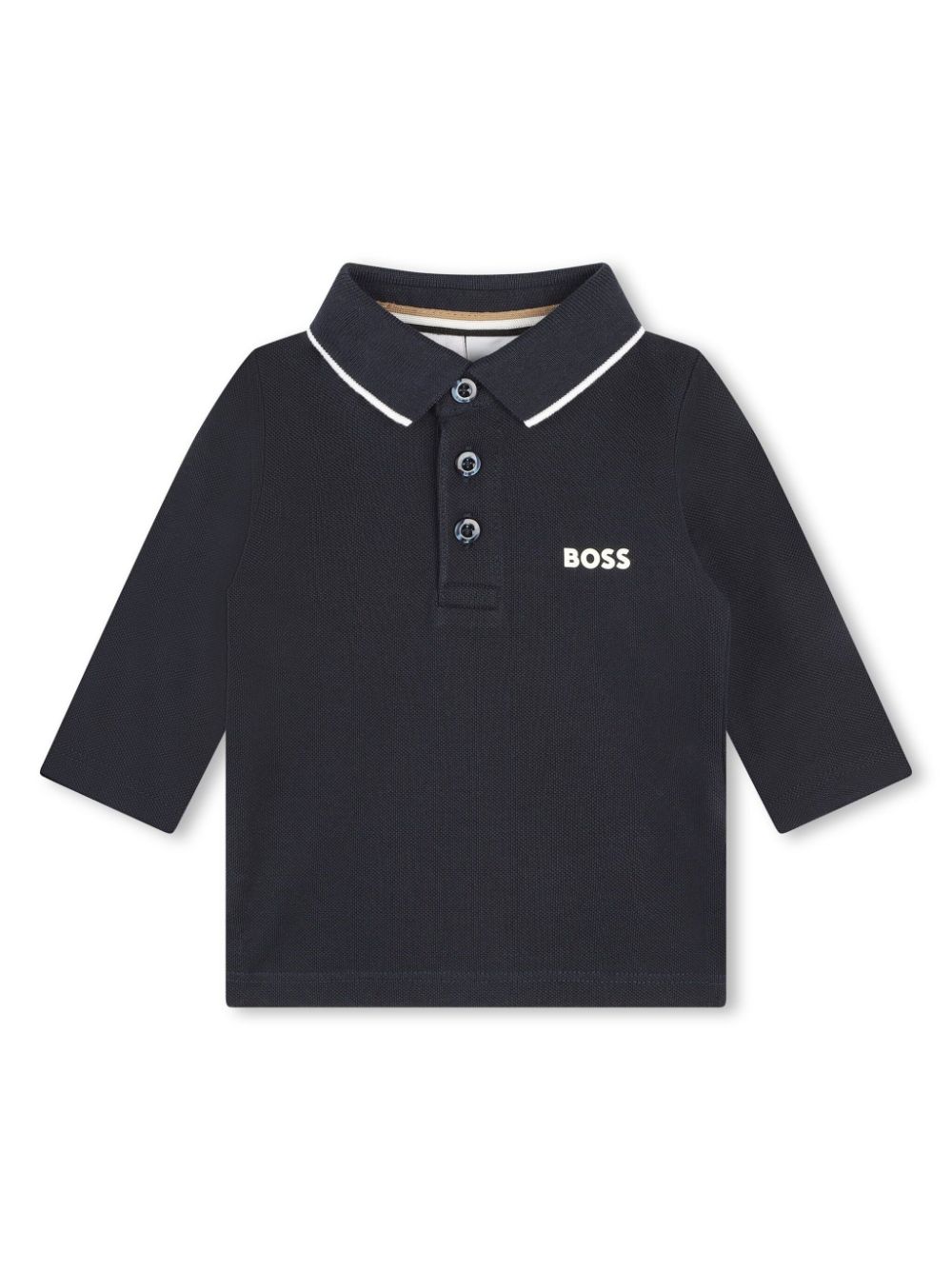 BOSS Kidswear logo-print contrasting-edge polo shirt - Blue von BOSS Kidswear