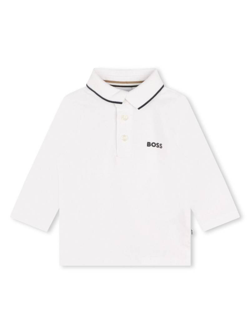 BOSS Kidswear logo-print contrasting-edge polo shirt - White von BOSS Kidswear