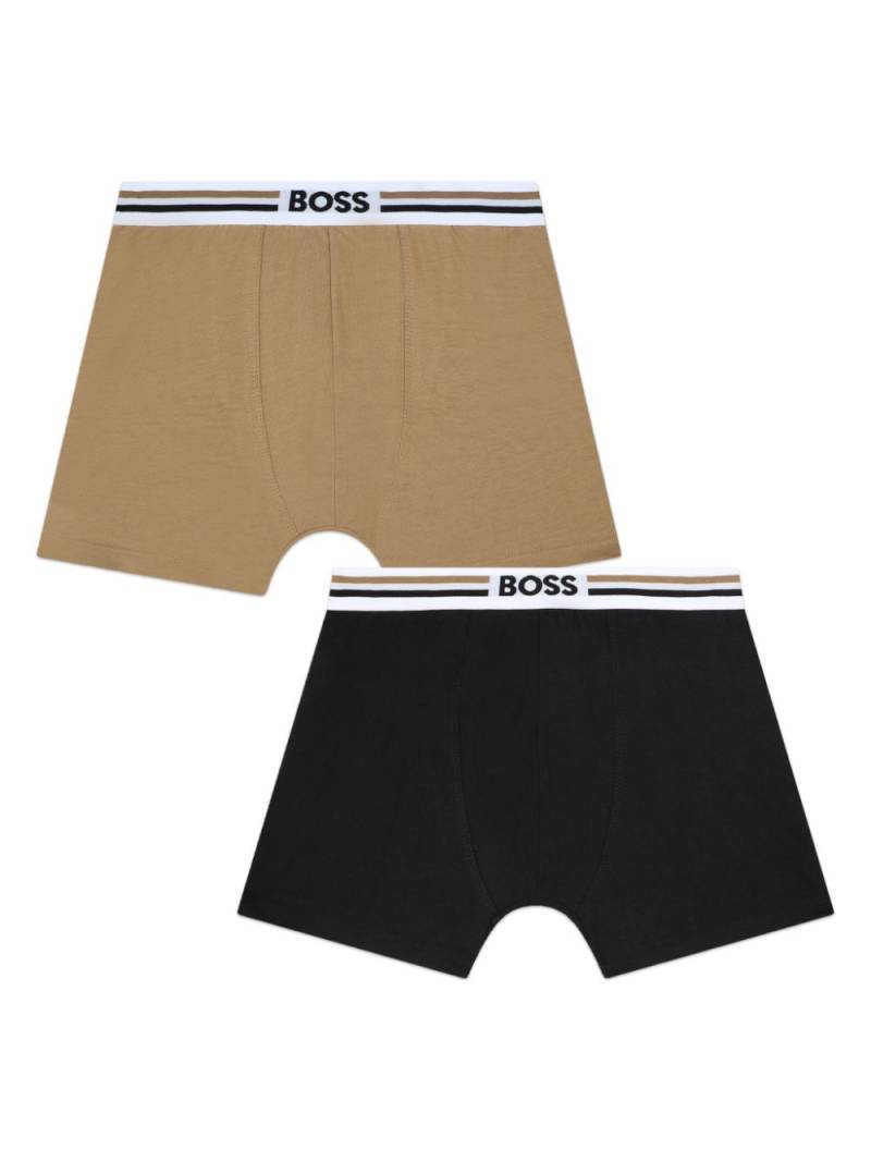 BOSS Kidswear logo-print cotton-blend boxers (set of two) - Neutrals von BOSS Kidswear