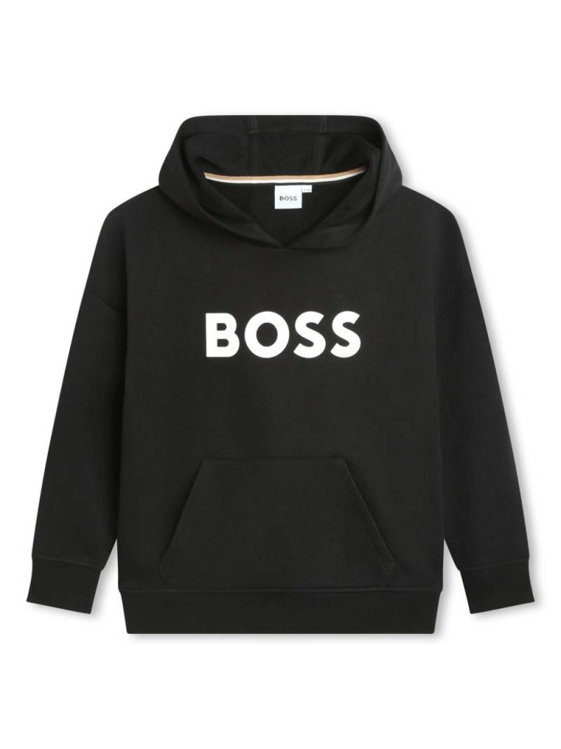 BOSS Kidswear logo-print cotton-blend hoodie - Black von BOSS Kidswear