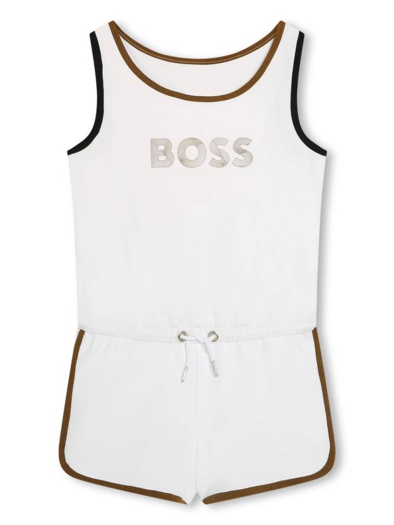 BOSS Kidswear logo-print cotton playsuit - White von BOSS Kidswear