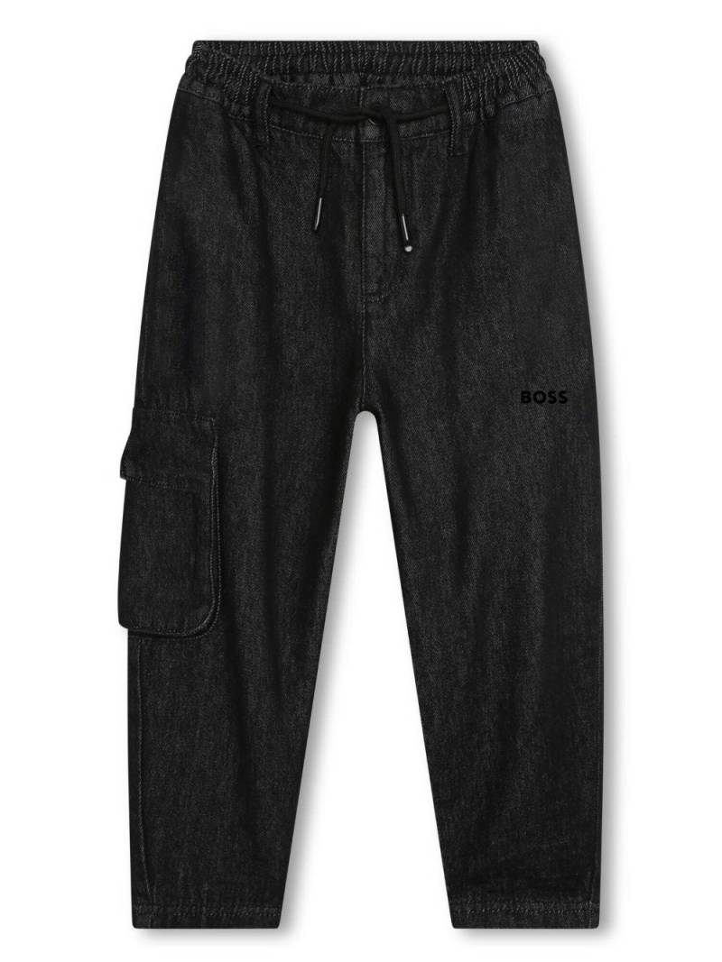 BOSS Kidswear logo-print cotton track trousers - Black von BOSS Kidswear