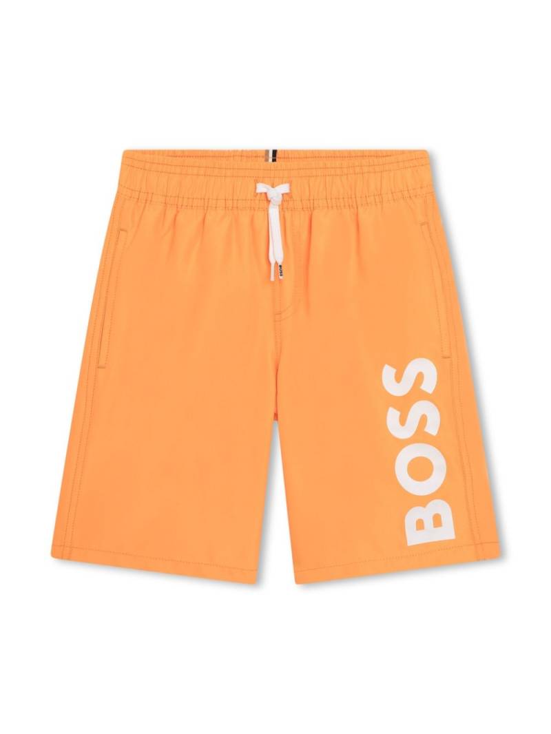 BOSS Kidswear logo-print drawstring-waistband swim shorts - Orange von BOSS Kidswear