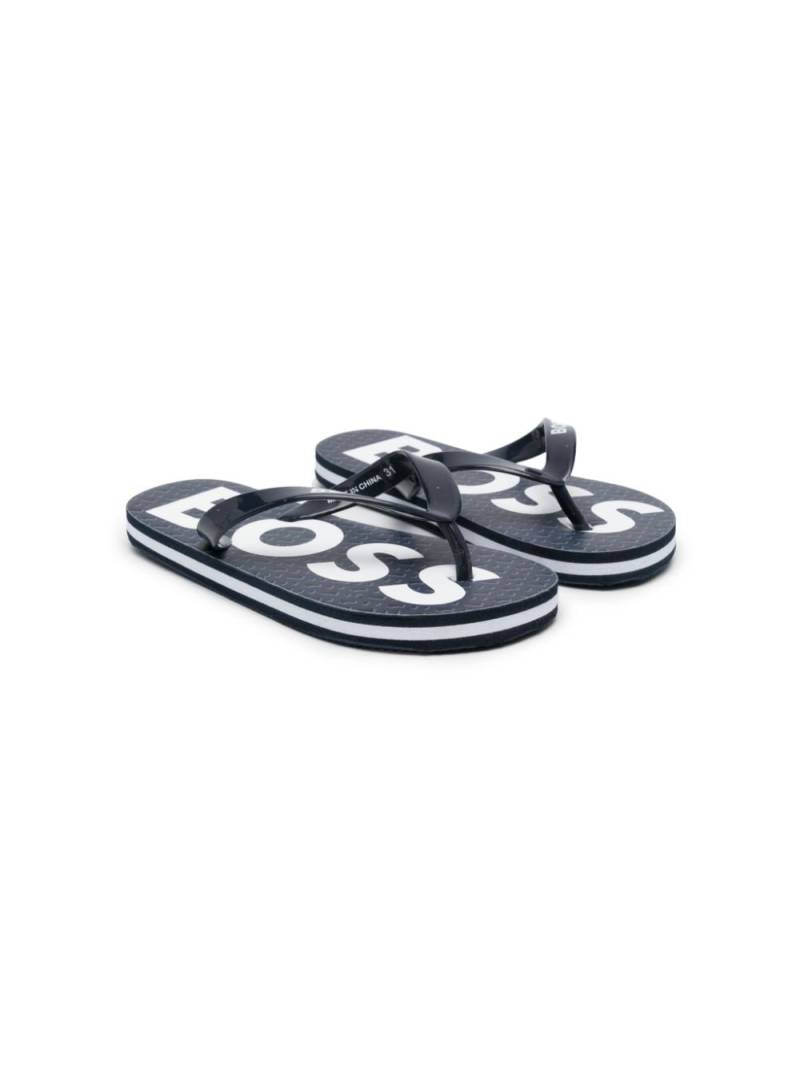 BOSS Kidswear logo-print flip flops - Blue von BOSS Kidswear