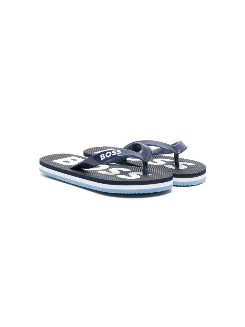 BOSS Kidswear logo-print flip flops - Blue von BOSS Kidswear