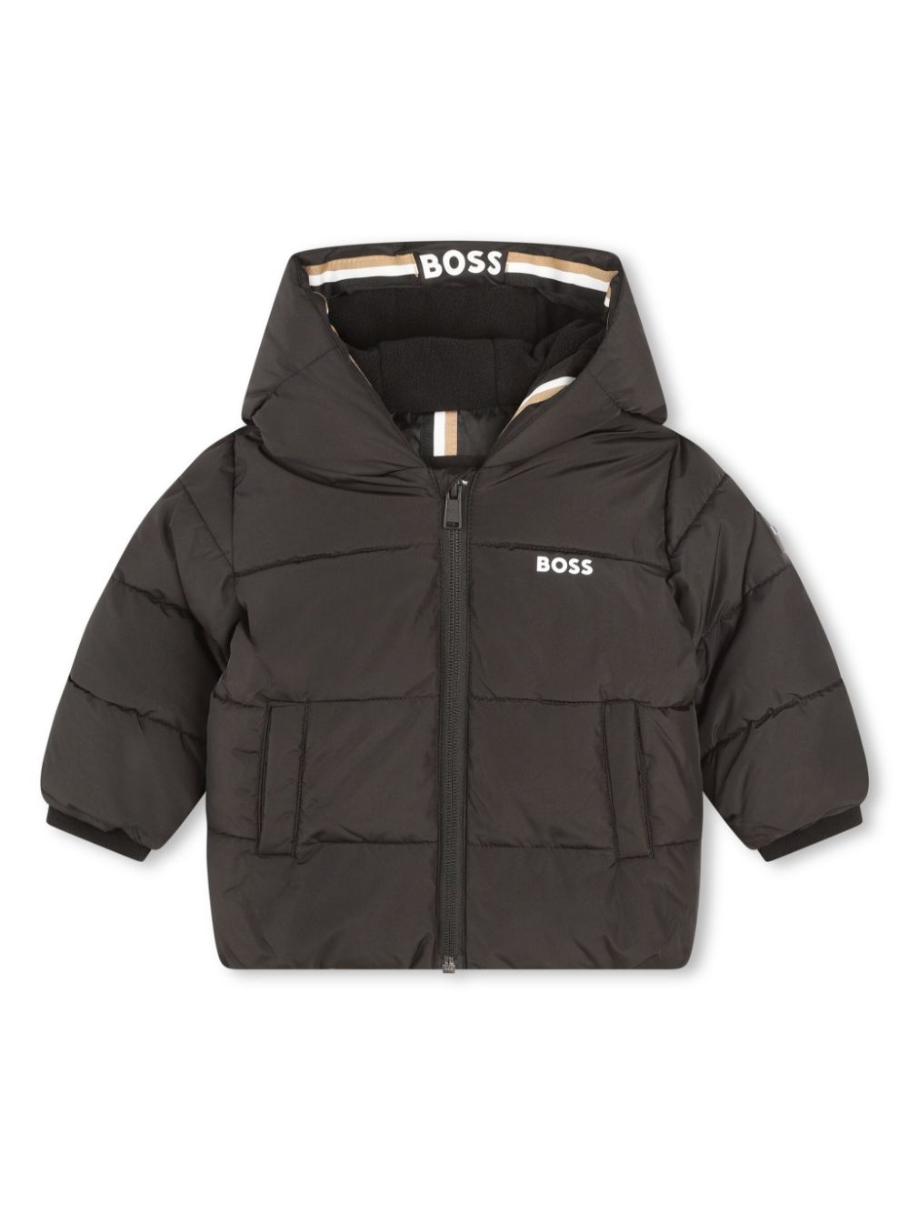 BOSS Kidswear logo-print hooded padded jacket - Black von BOSS Kidswear