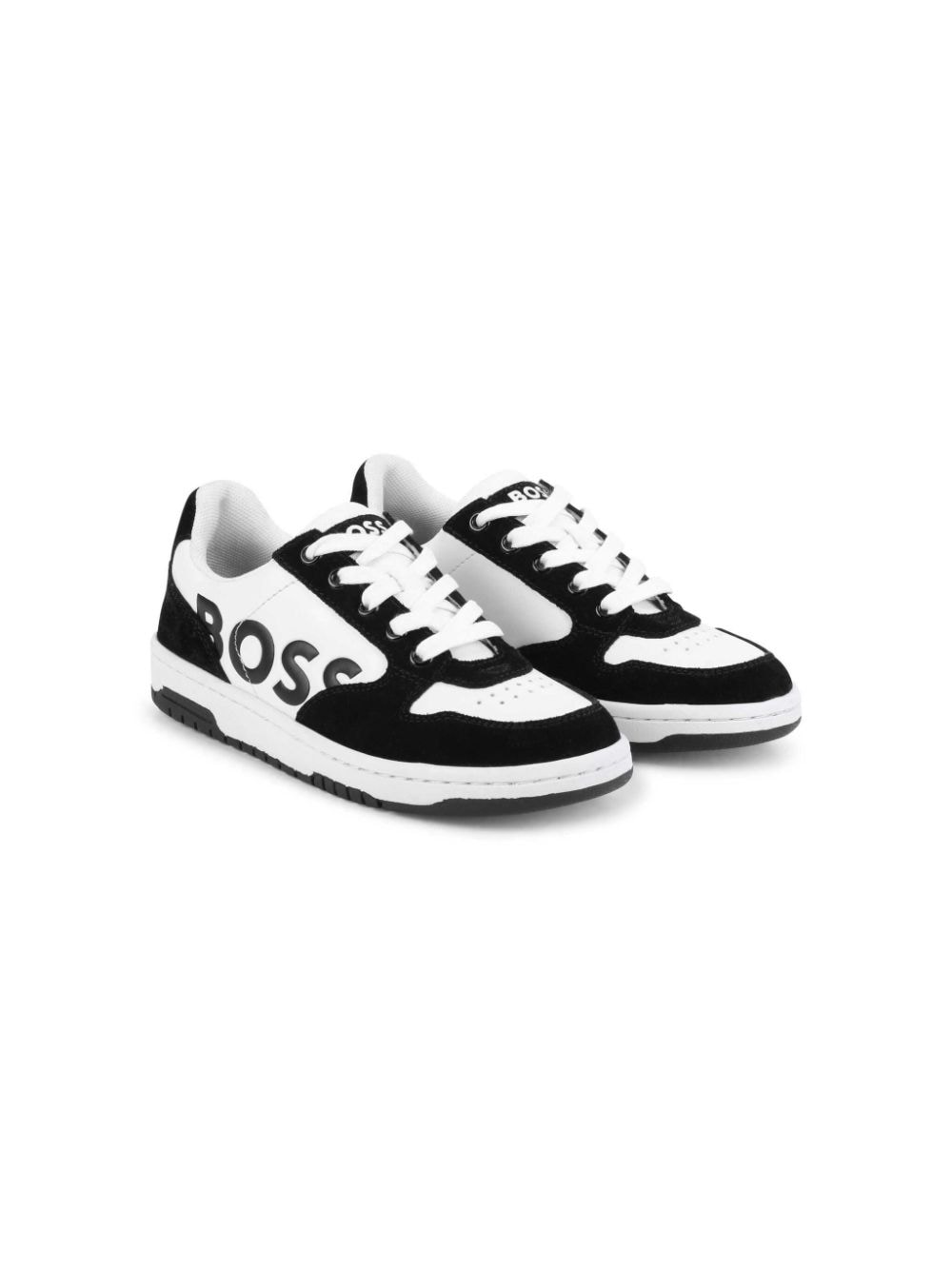 BOSS Kidswear logo-print leather sneakers - Black von BOSS Kidswear