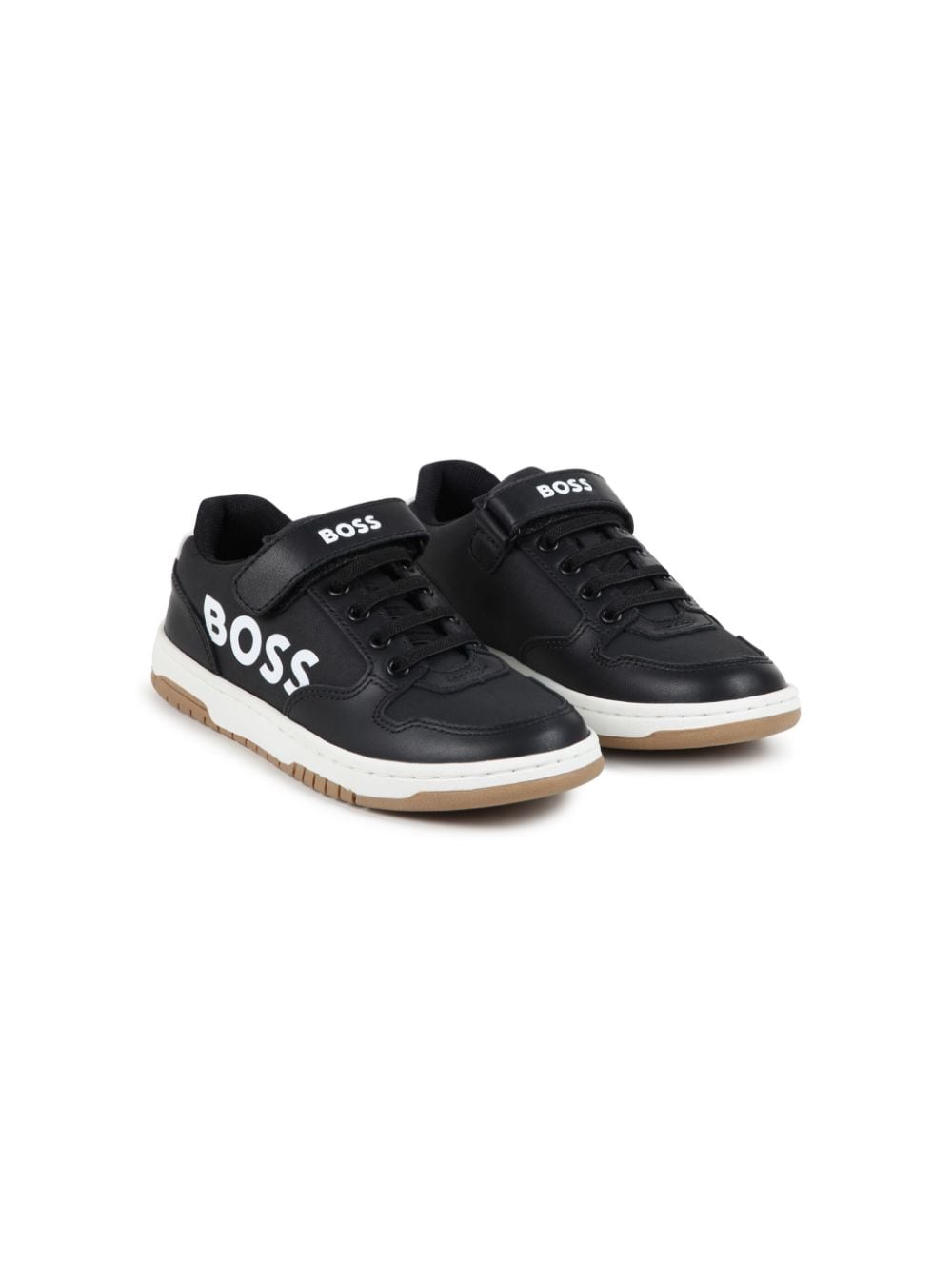 BOSS Kidswear logo-print leather sneakers - Black von BOSS Kidswear