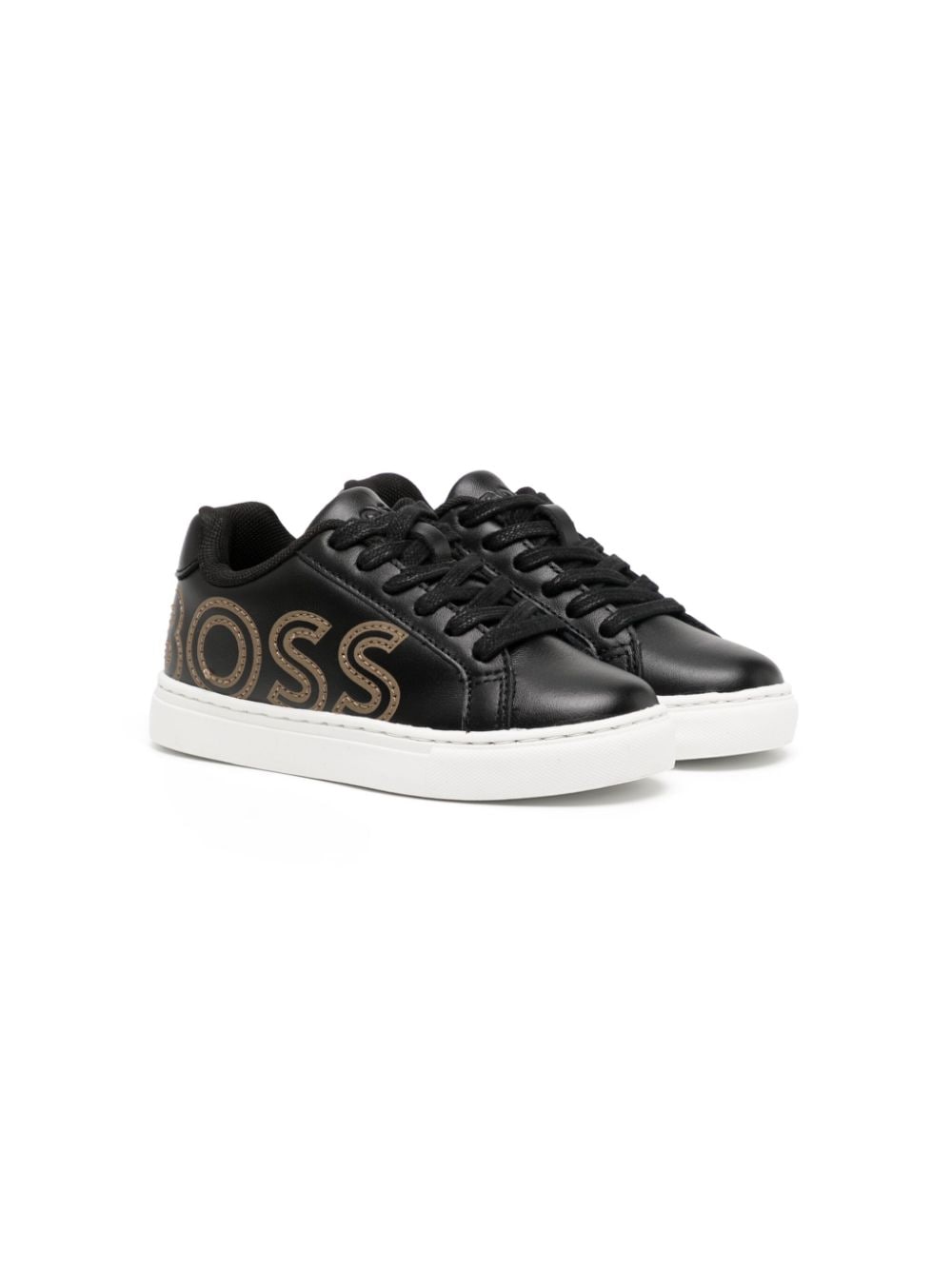 BOSS Kidswear logo-print leather sneakers - Black von BOSS Kidswear