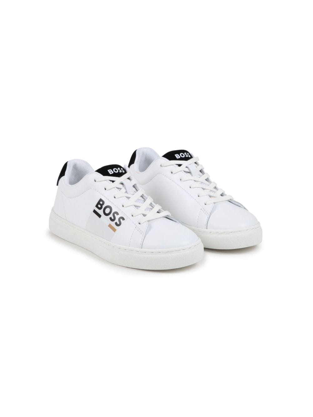 BOSS Kidswear logo-print leather sneakers - White von BOSS Kidswear