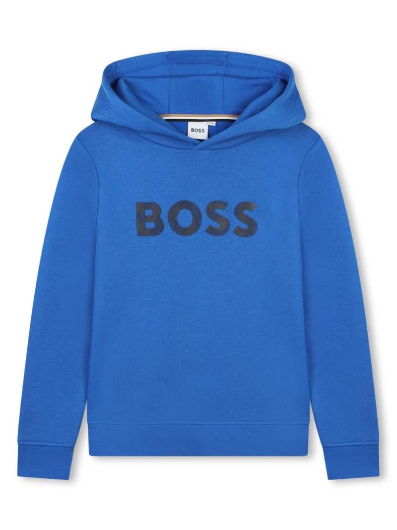 BOSS Kidswear logo-print long-sleeved hoodie - Blue von BOSS Kidswear