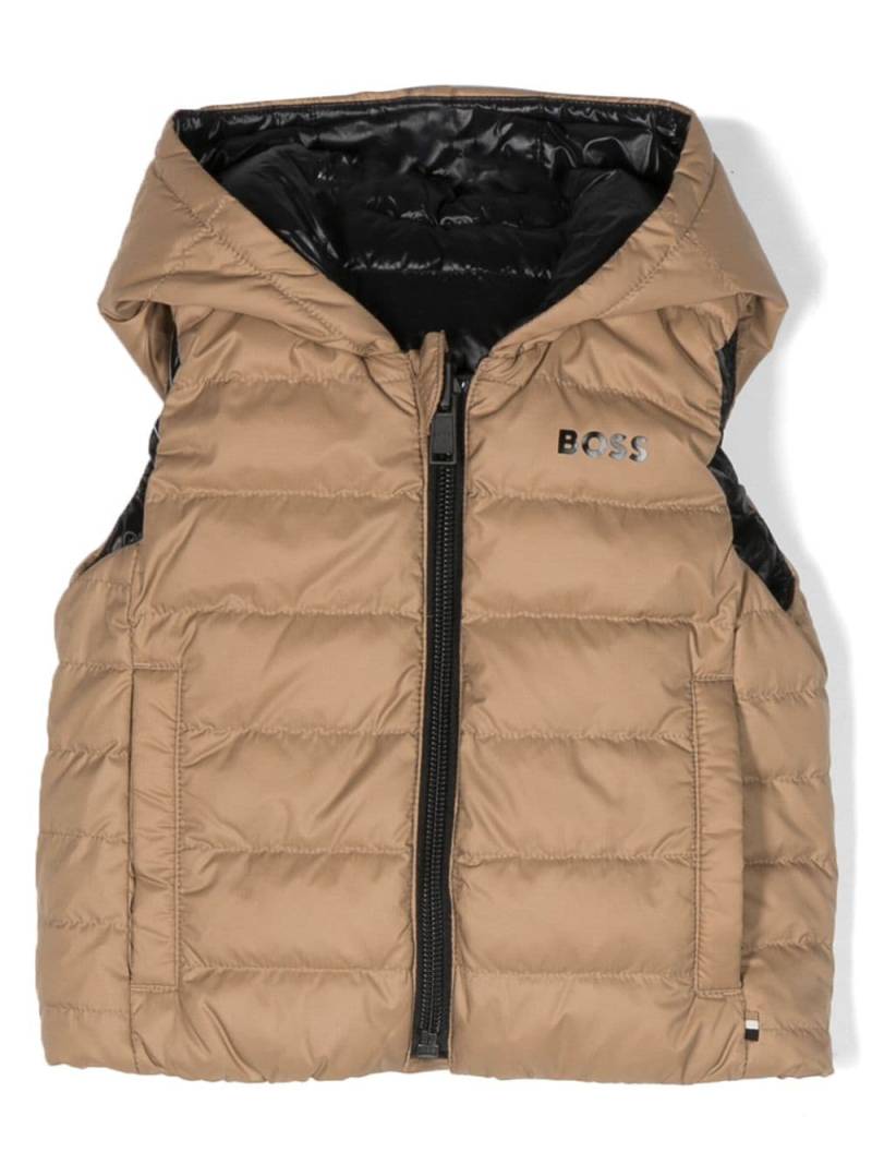 BOSS Kidswear logo-print padded gilet - Neutrals von BOSS Kidswear