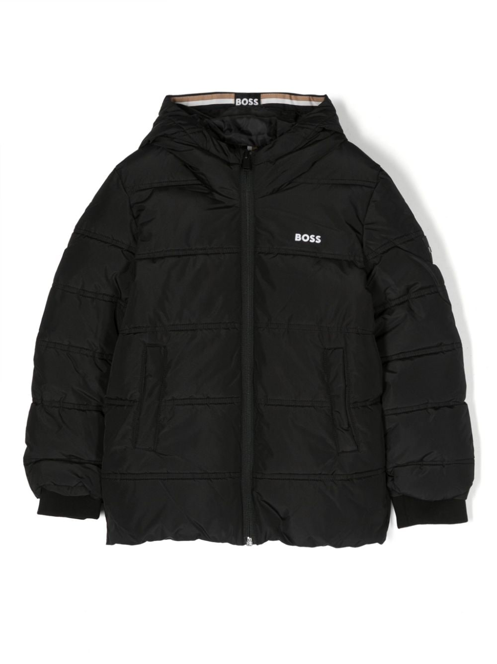 BOSS Kidswear logo-print padded hooded jacket - Black von BOSS Kidswear