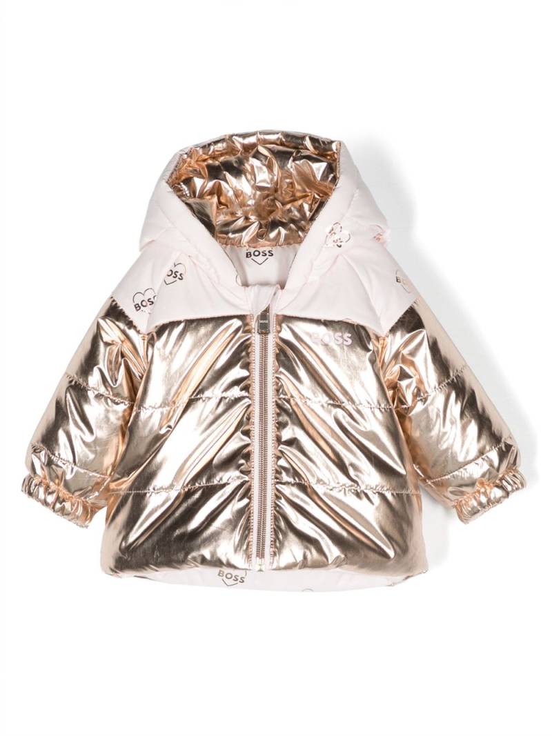 BOSS Kidswear logo-print reversible puffer jacket - Pink von BOSS Kidswear