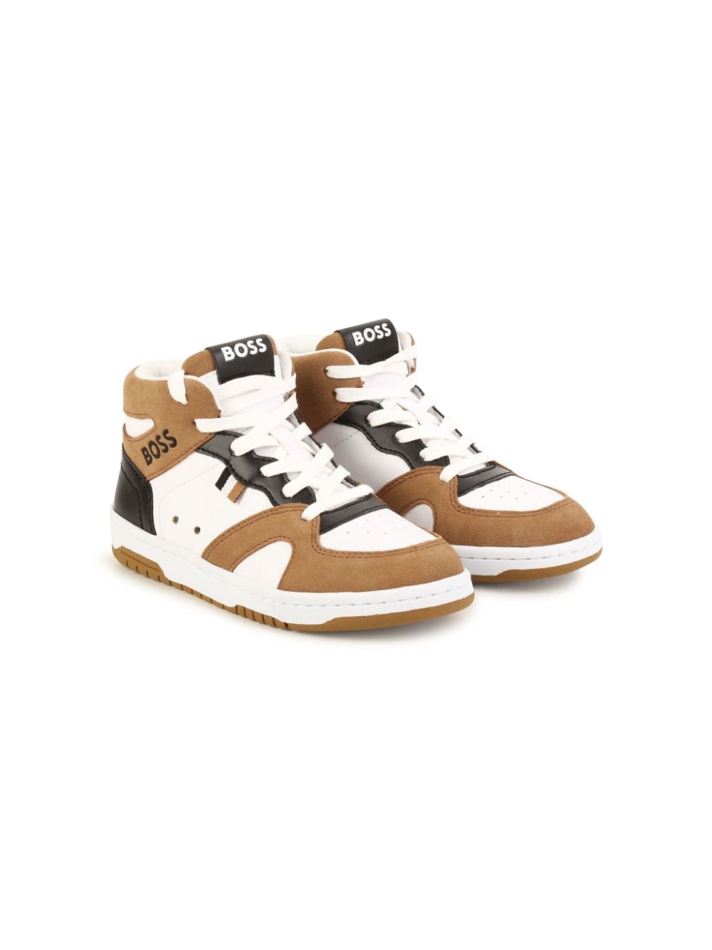 BOSS Kidswear panelled high-top sneakers - Brown von BOSS Kidswear