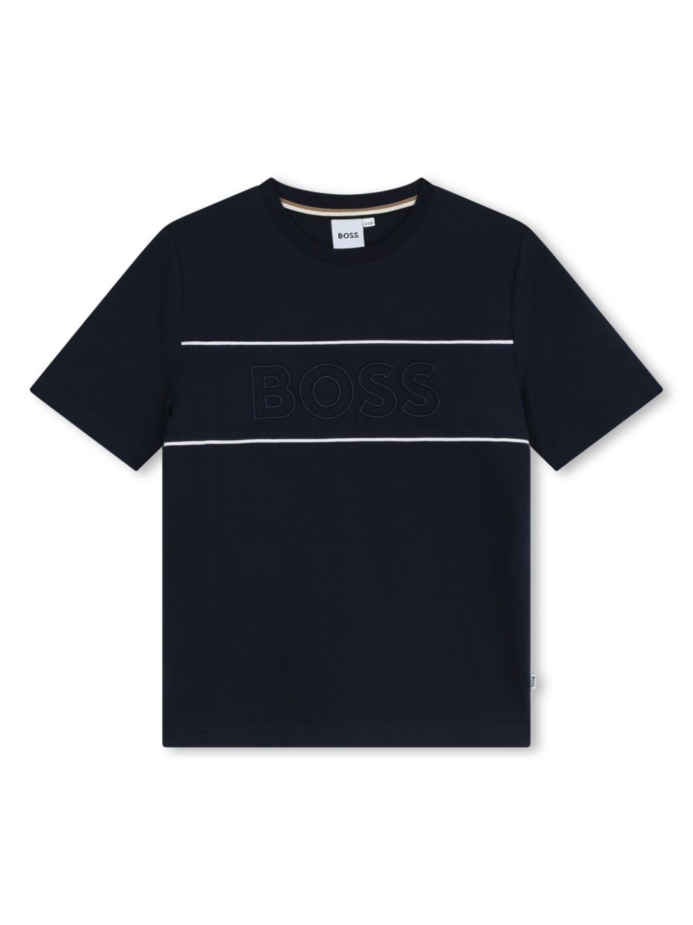BOSS Kidswear logo-print stripe-trim cotton T-shirt - Black von BOSS Kidswear