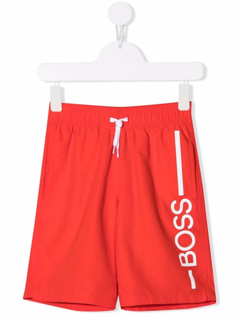 BOSS Kidswear logo-print swim shorts - Red von BOSS Kidswear