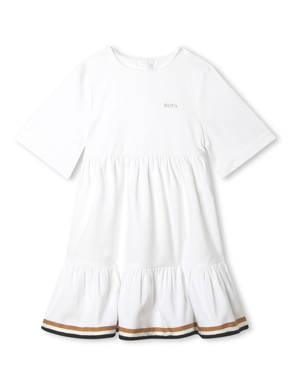 BOSS Kidswear logo-print tiered minidress - White von BOSS Kidswear