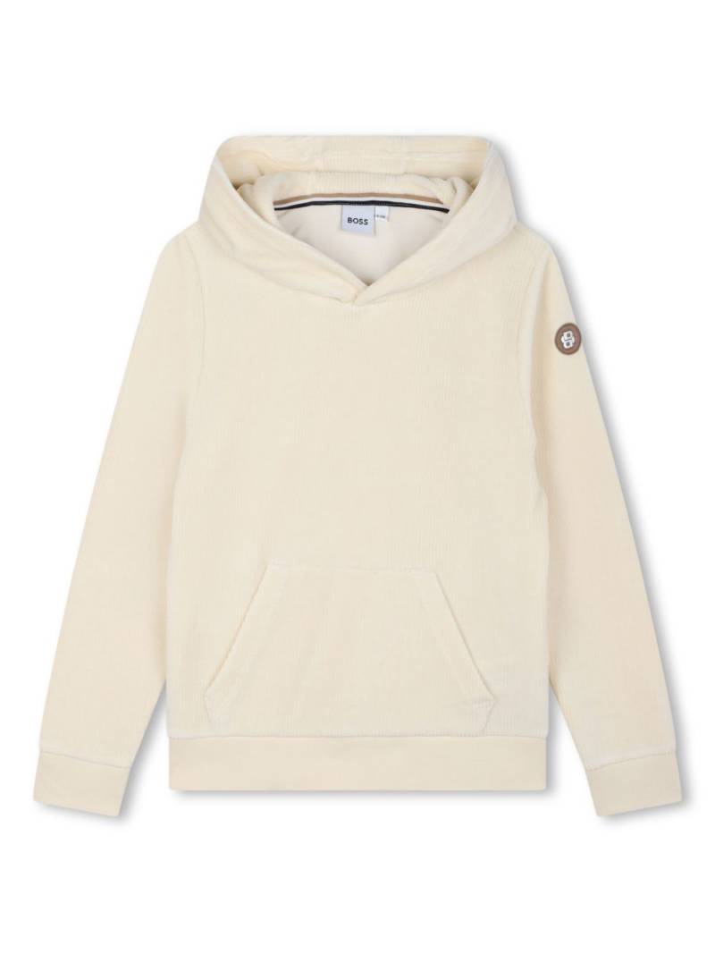 BOSS Kidswear logo-sleeve towelling finish hoodie - Neutrals von BOSS Kidswear