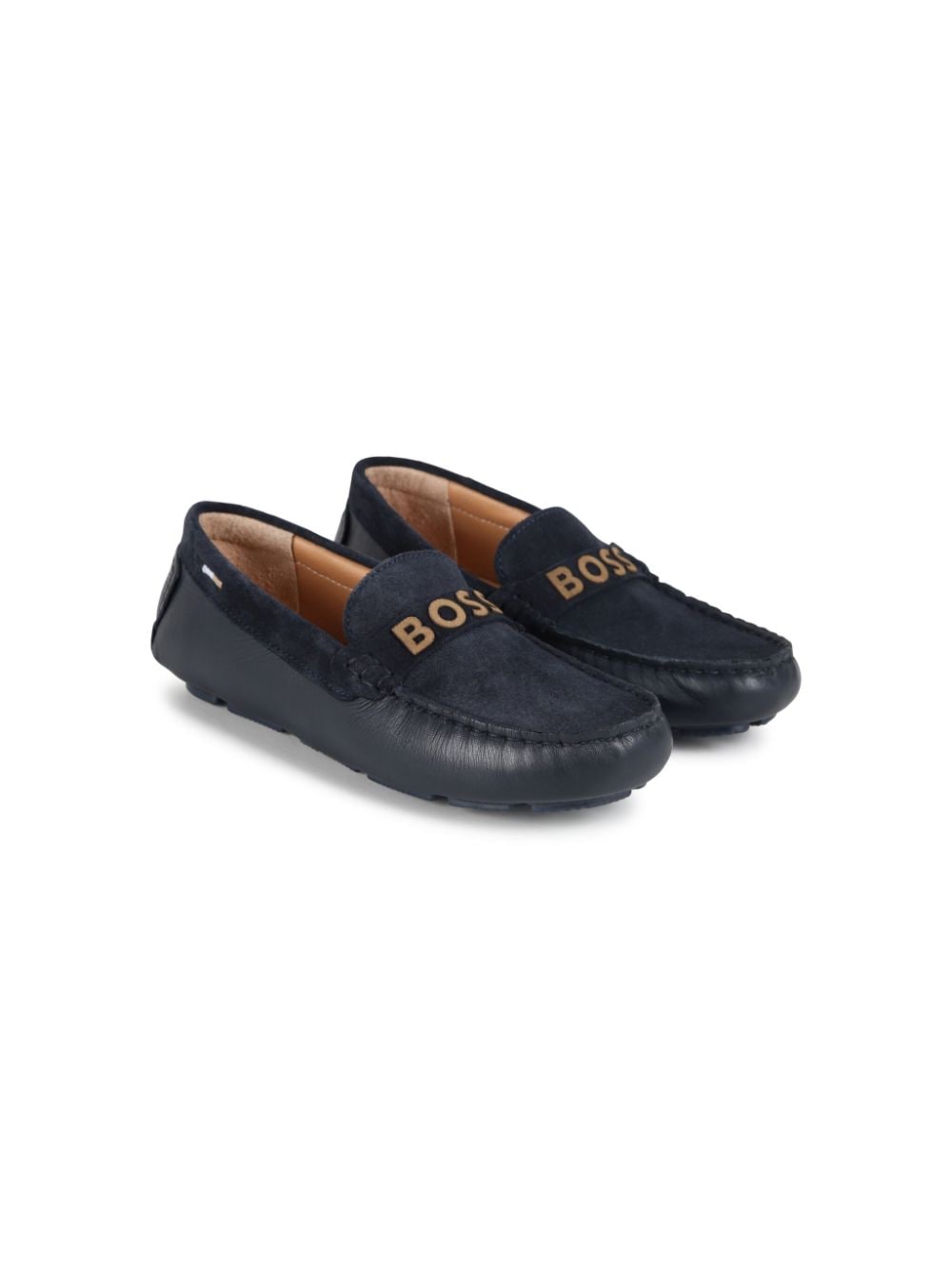 BOSS Kidswear logo-strap leather loafers - Blue von BOSS Kidswear