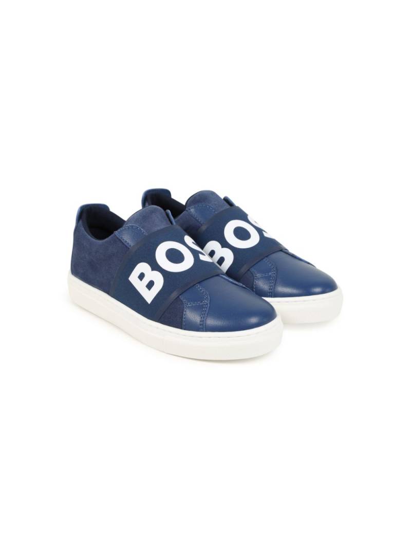 BOSS Kidswear logo-strap leather sneakers - Blue von BOSS Kidswear