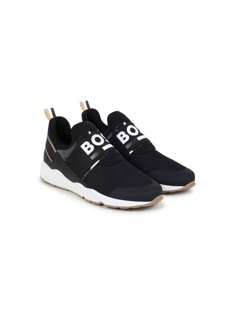 BOSS Kidswear logo-strap mesh sneakers - Black von BOSS Kidswear