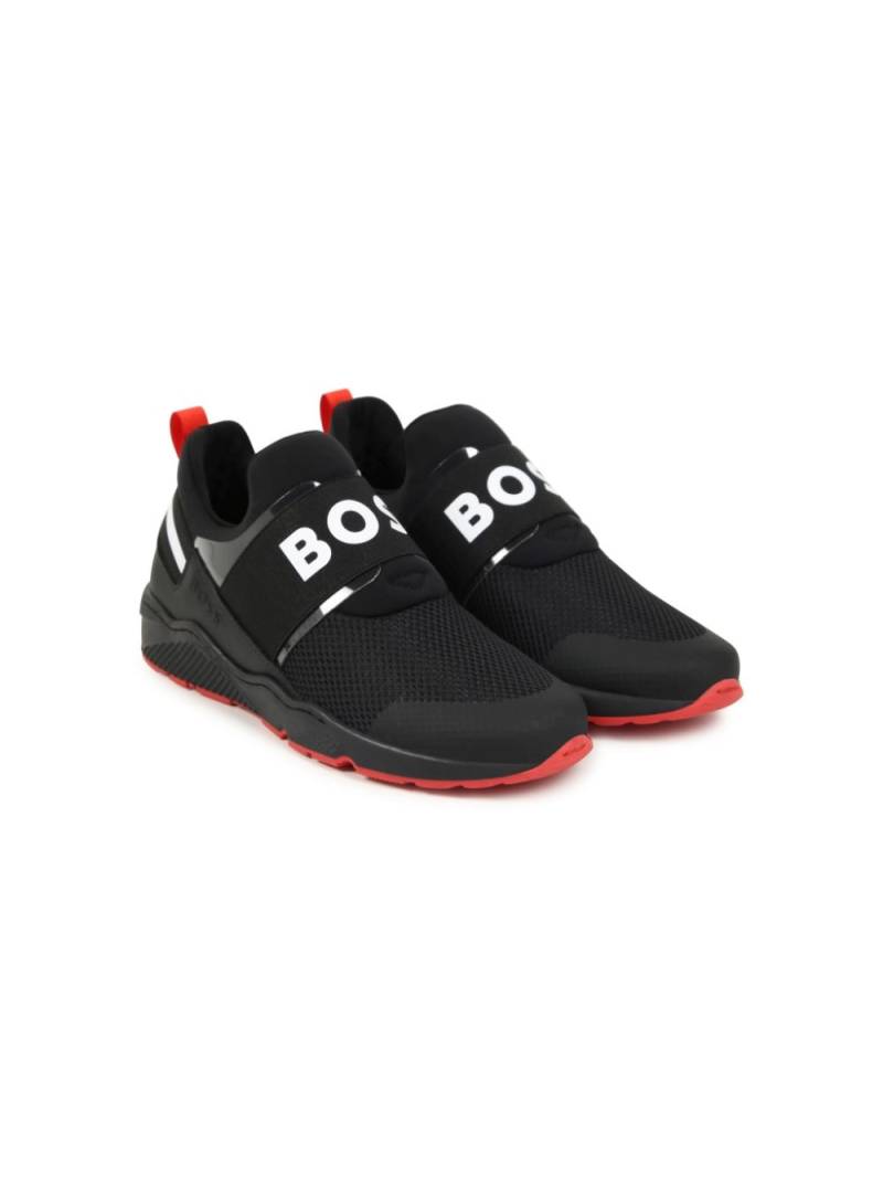 BOSS Kidswear logo-strap mesh sneakers - Black von BOSS Kidswear