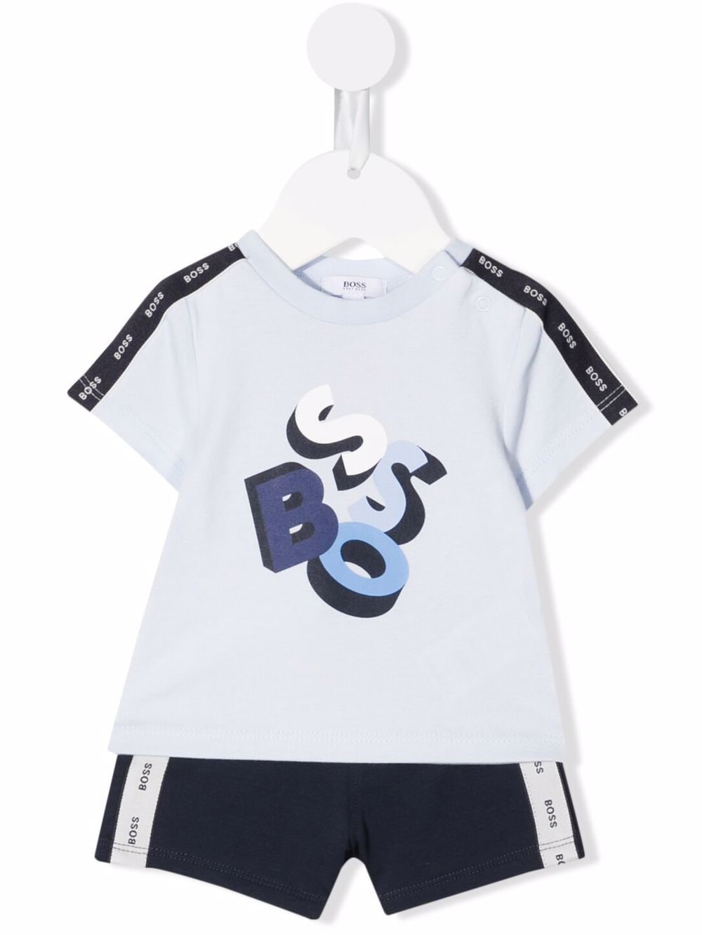 BOSS Kidswear logo-tape short-sleeve romper - Blue von BOSS Kidswear