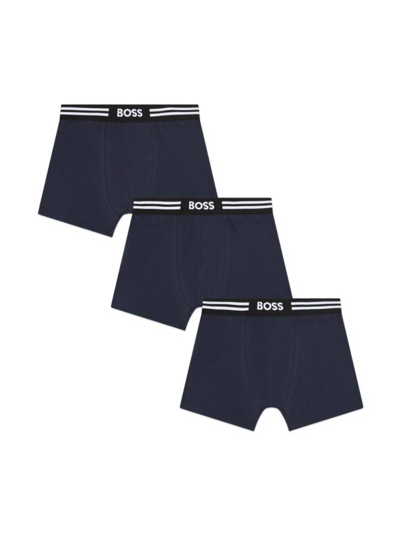 BOSS Kidswear logo-waist boxer shorts (pack of three) - Blue von BOSS Kidswear