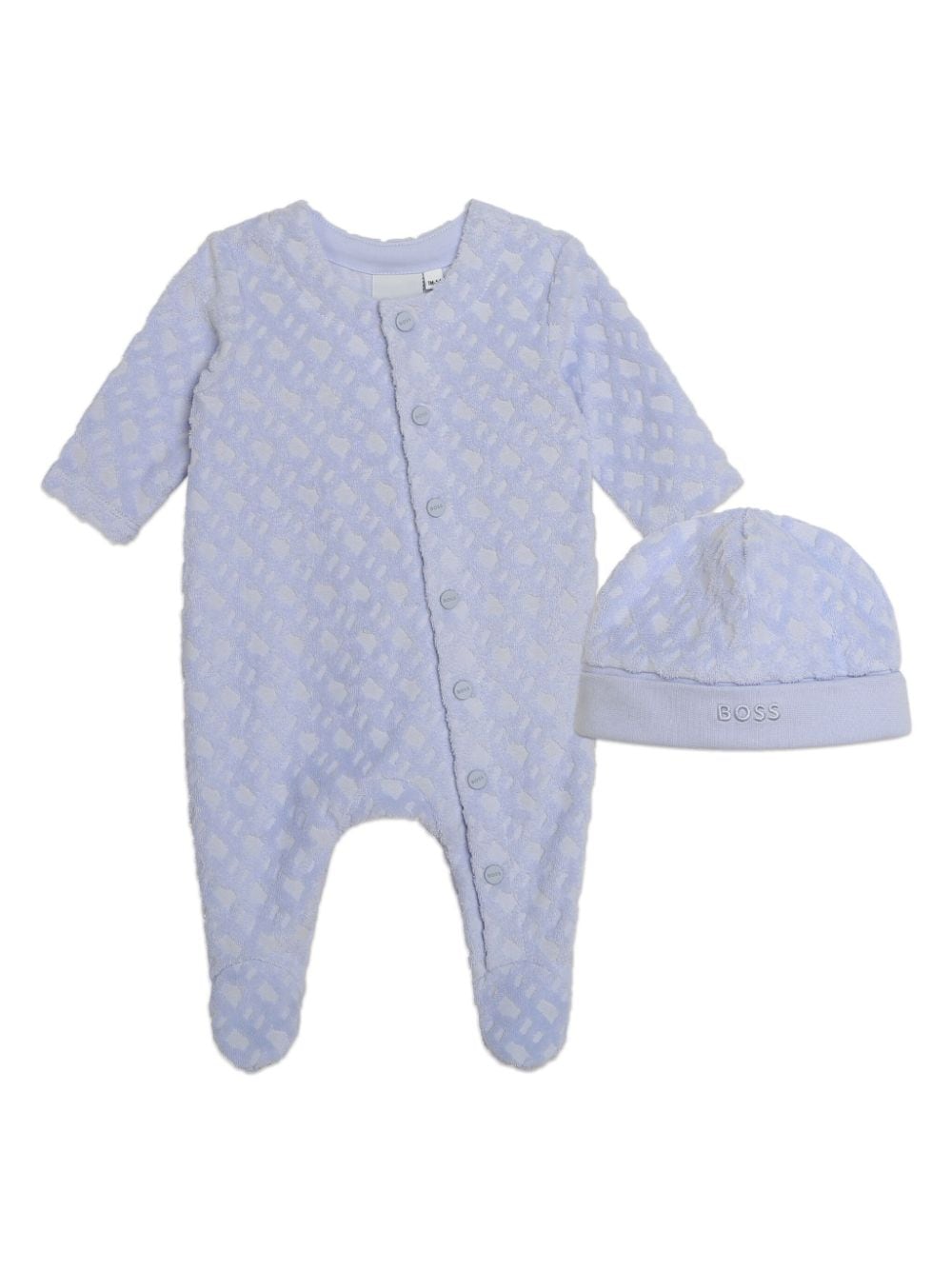 BOSS Kidswear monogram-jacquard babygrow set - Blue von BOSS Kidswear