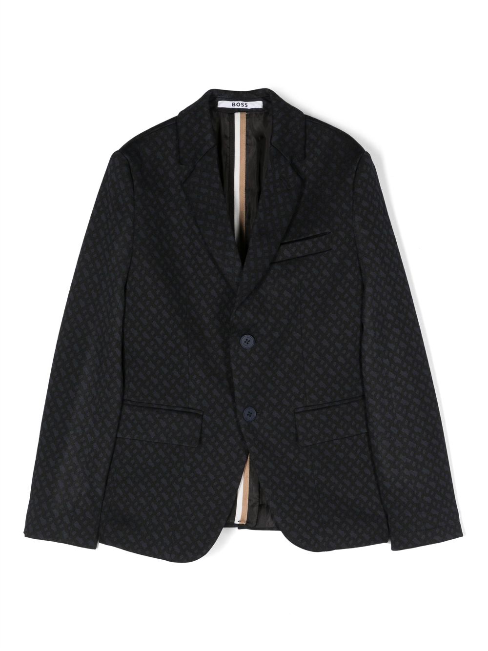 BOSS Kidswear monogram-jacquard single-breasted blazer - Blue von BOSS Kidswear