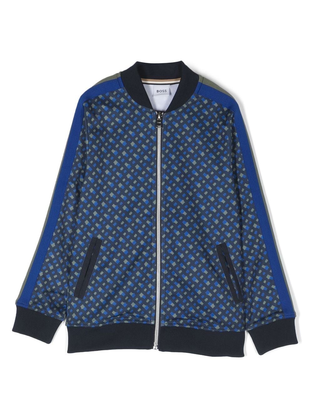 BOSS Kidswear monogram-pattern bomber jacket - Blue von BOSS Kidswear