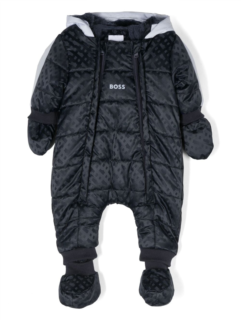 BOSS Kidswear monogram-pattern padded snowsuit - Blue von BOSS Kidswear