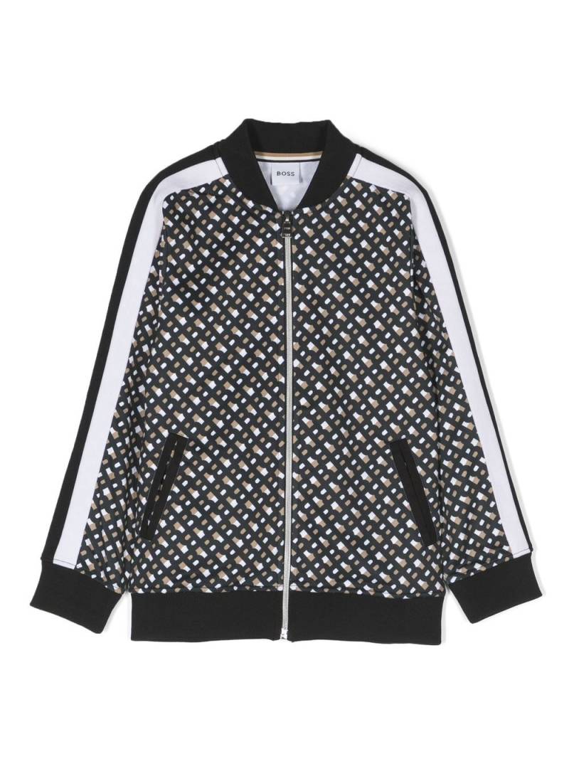 BOSS Kidswear monogram-print bomber jacket - Black von BOSS Kidswear