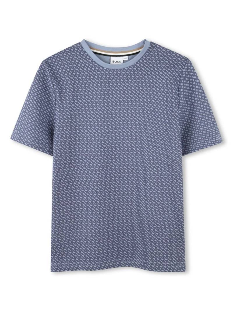 BOSS Kidswear monogram-print cotton T-shirt - Blue von BOSS Kidswear