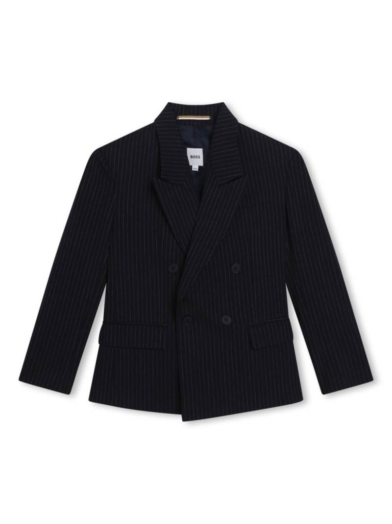 BOSS Kidswear pinstripe-pattern double-breasted blazer - Blue von BOSS Kidswear