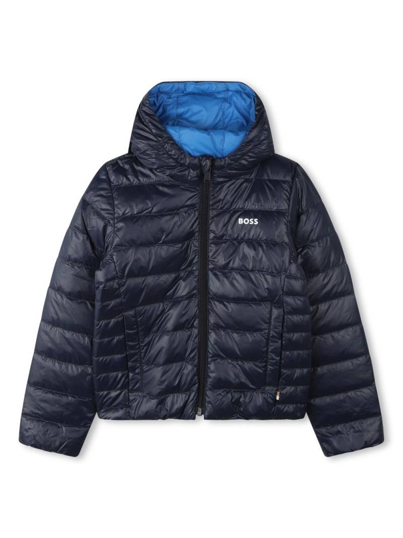 BOSS Kidswear reversible puffer hooded jacket - Blue von BOSS Kidswear