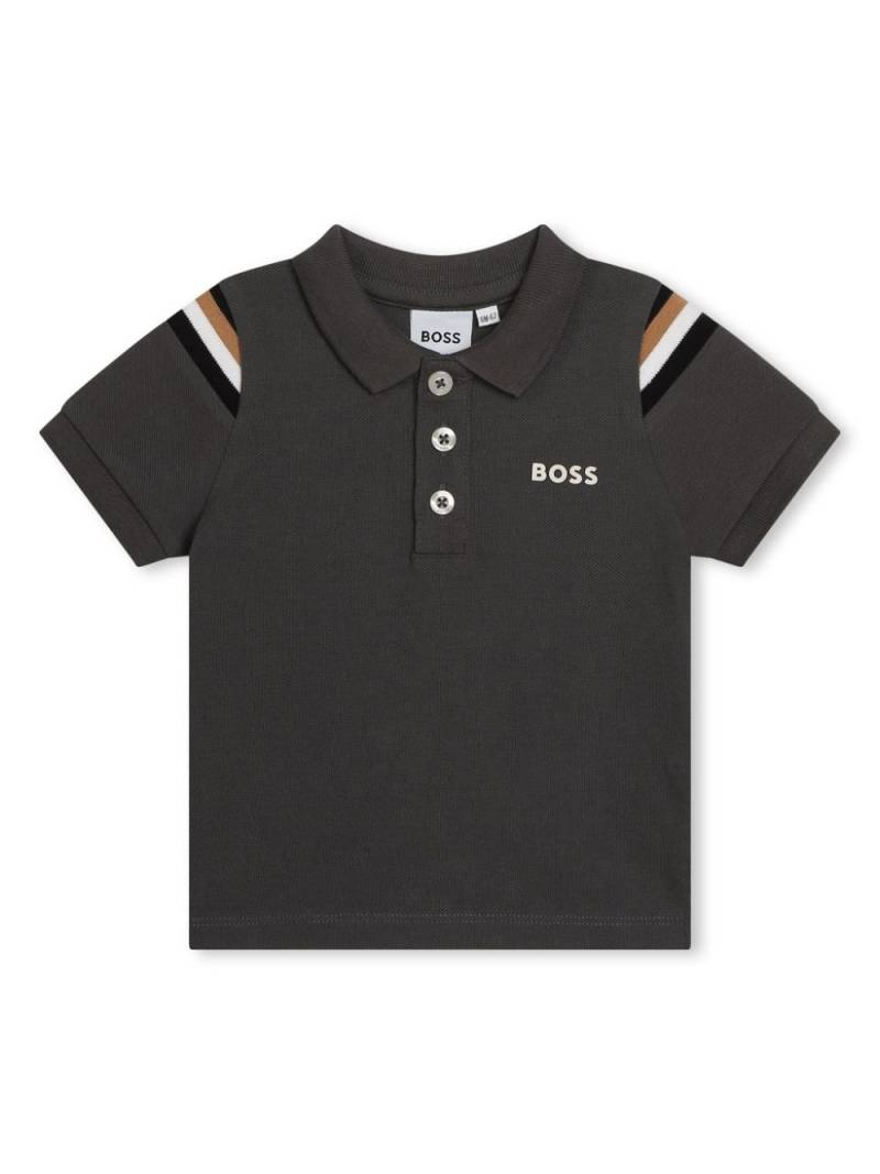 BOSS Kidswear stripe-detail cotton polo shirt - Grey von BOSS Kidswear