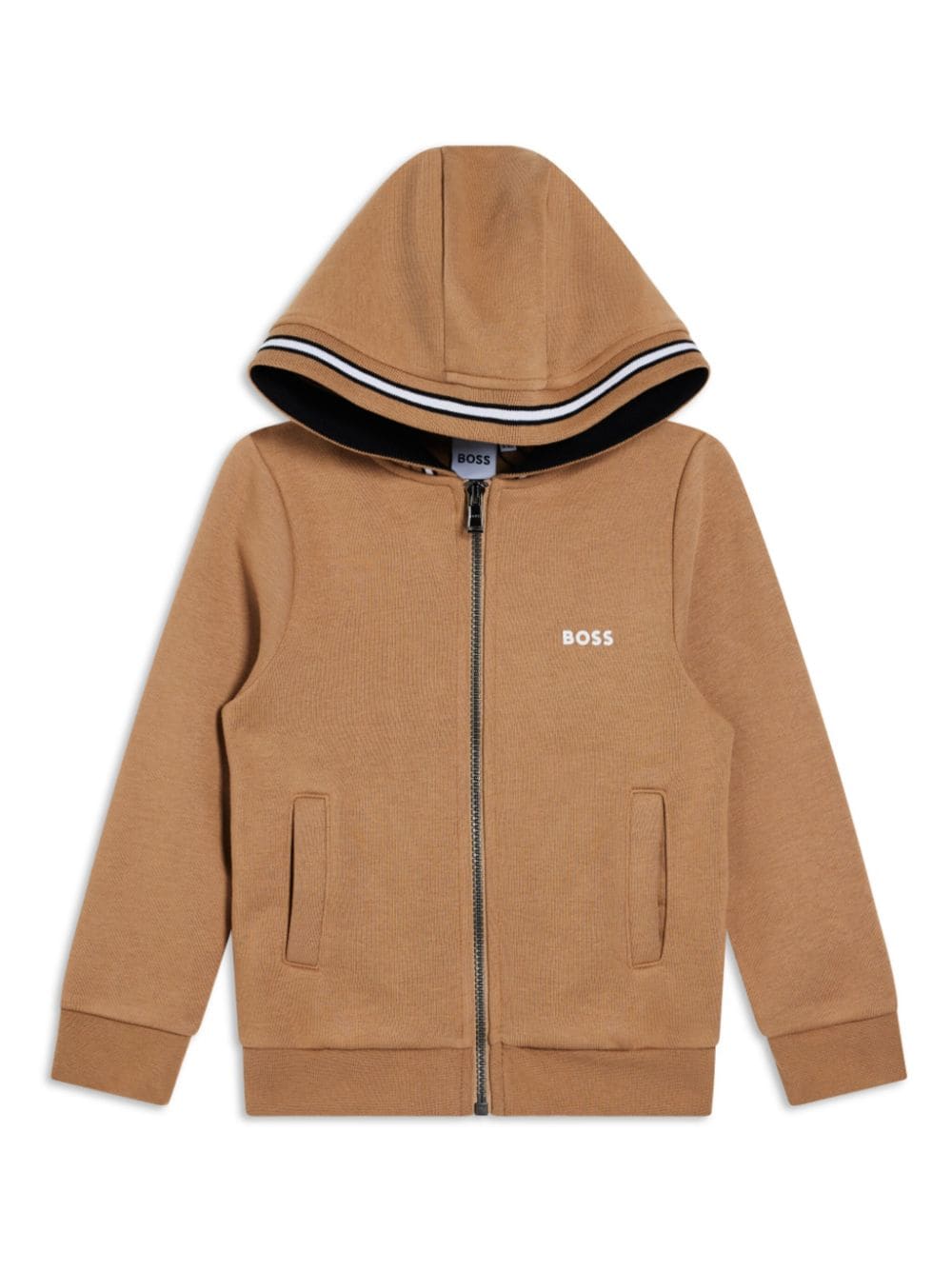 BOSS Kidswear stripe-detail zip-up hoodie - Brown von BOSS Kidswear