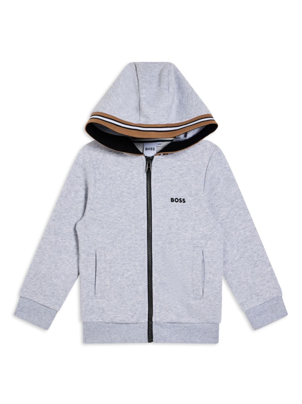 BOSS Kidswear stripe-detail zip-up hoodie - Grey von BOSS Kidswear