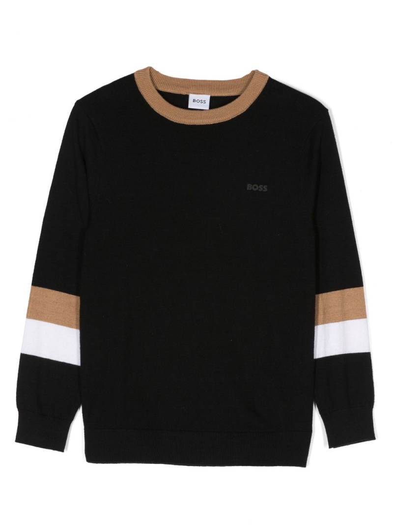 BOSS Kidswear stripe-detailing knitted jumper - Black von BOSS Kidswear