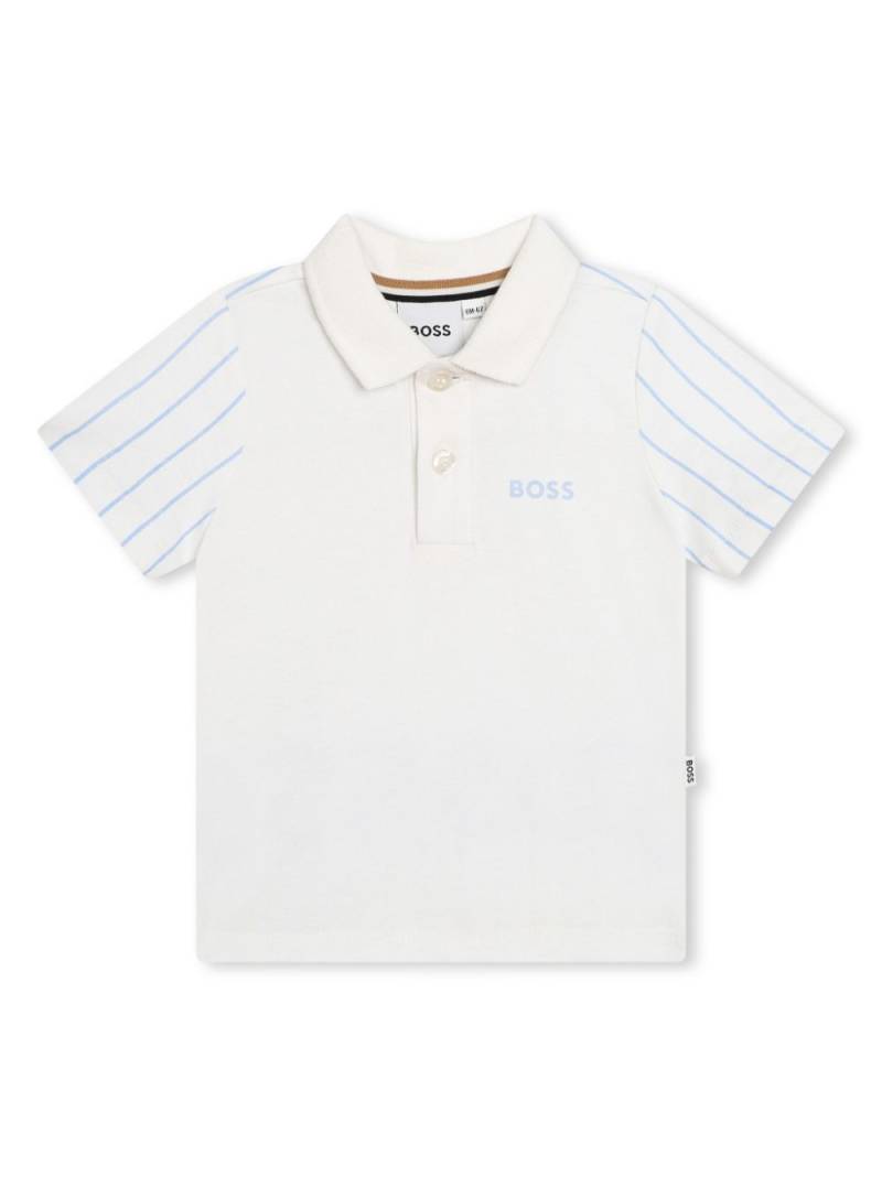 BOSS Kidswear striped cotton polo shirt - White von BOSS Kidswear